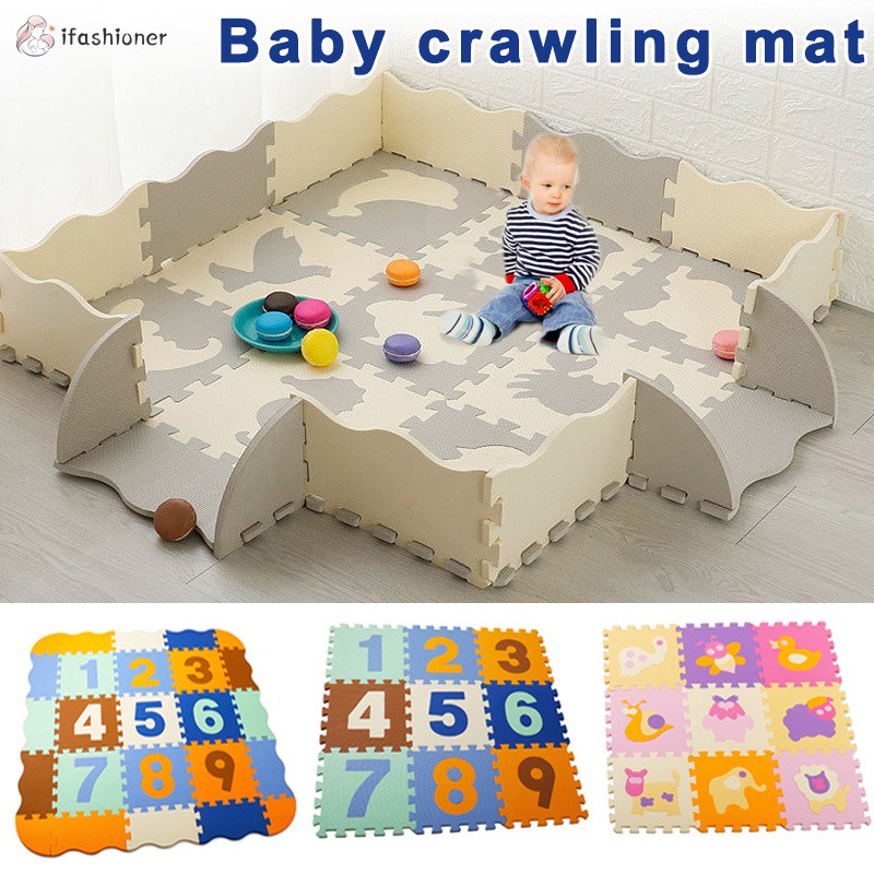 Puzzle Exercise Play Mats Set Crawling Mat Interlocking Foam Floor Tiles for Baby Toddlers