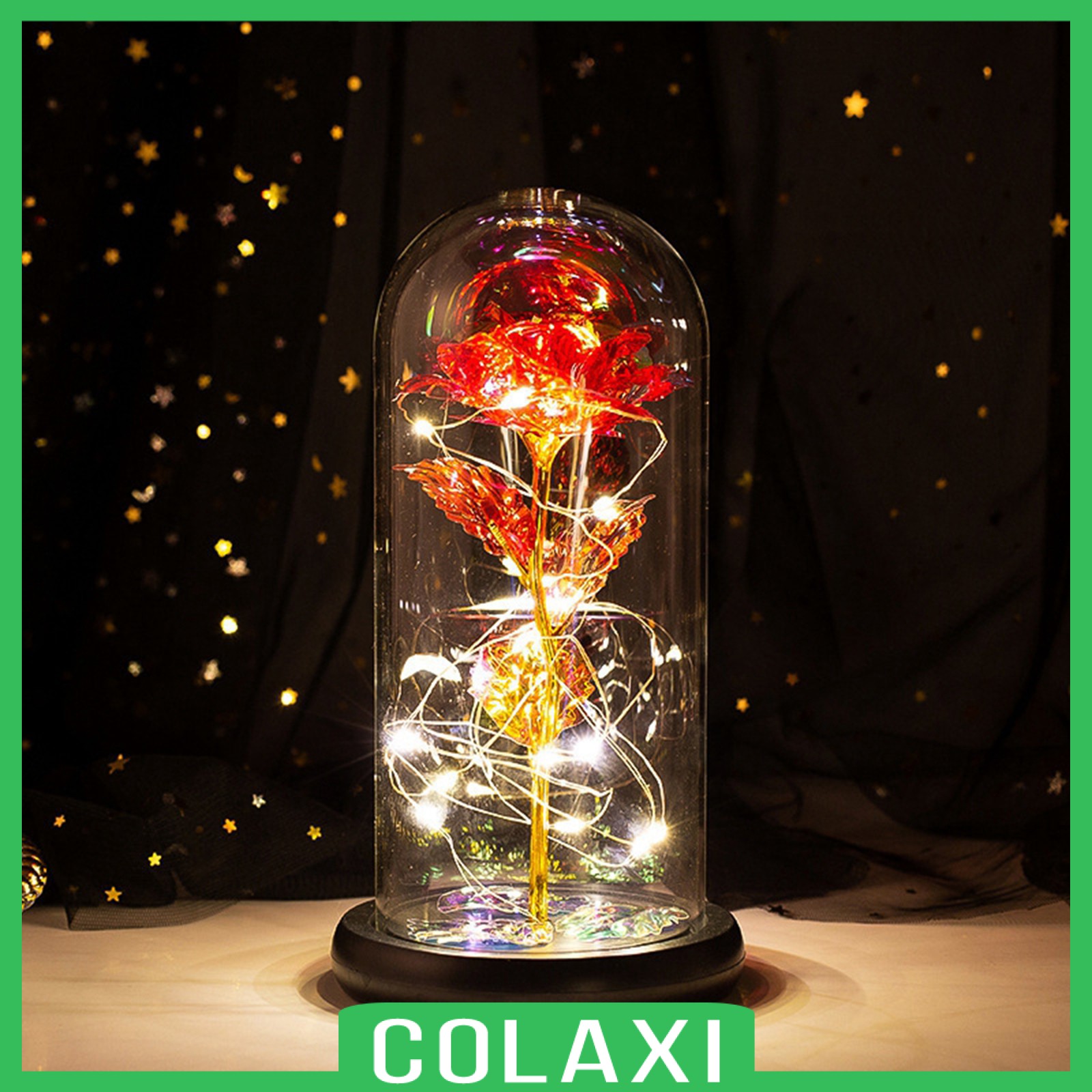 [COLAXI] 7 Colour Beauty And The Beast Red Rose In A Glass Dome On A