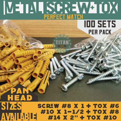 100 SETS Metal Screw with Tox 6, 8, 10 Shopee Philippines