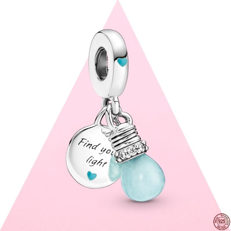 2022 New 925 Sterling Silver Glowinthedark Light bulb Charm Fit