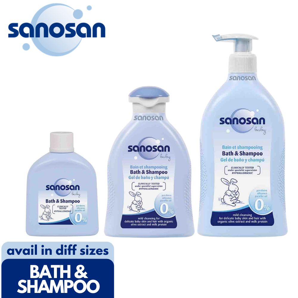 Sanosan Baby Bath & Shampoo with Dispenser 200ml (baby bath soap and