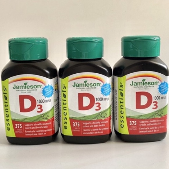 2025 EXP Jamieson The Sunshine Vitamin D3 1,000 IU, 375 Tablets