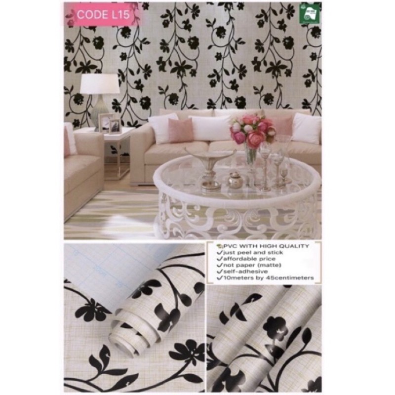 Aceking wallpaper L15 black buttercup flower self adhesive waterproof