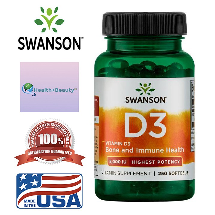 Swanson Vitamin D3 5000 IU 250 Softgels Highest Potency Shopee Philippines