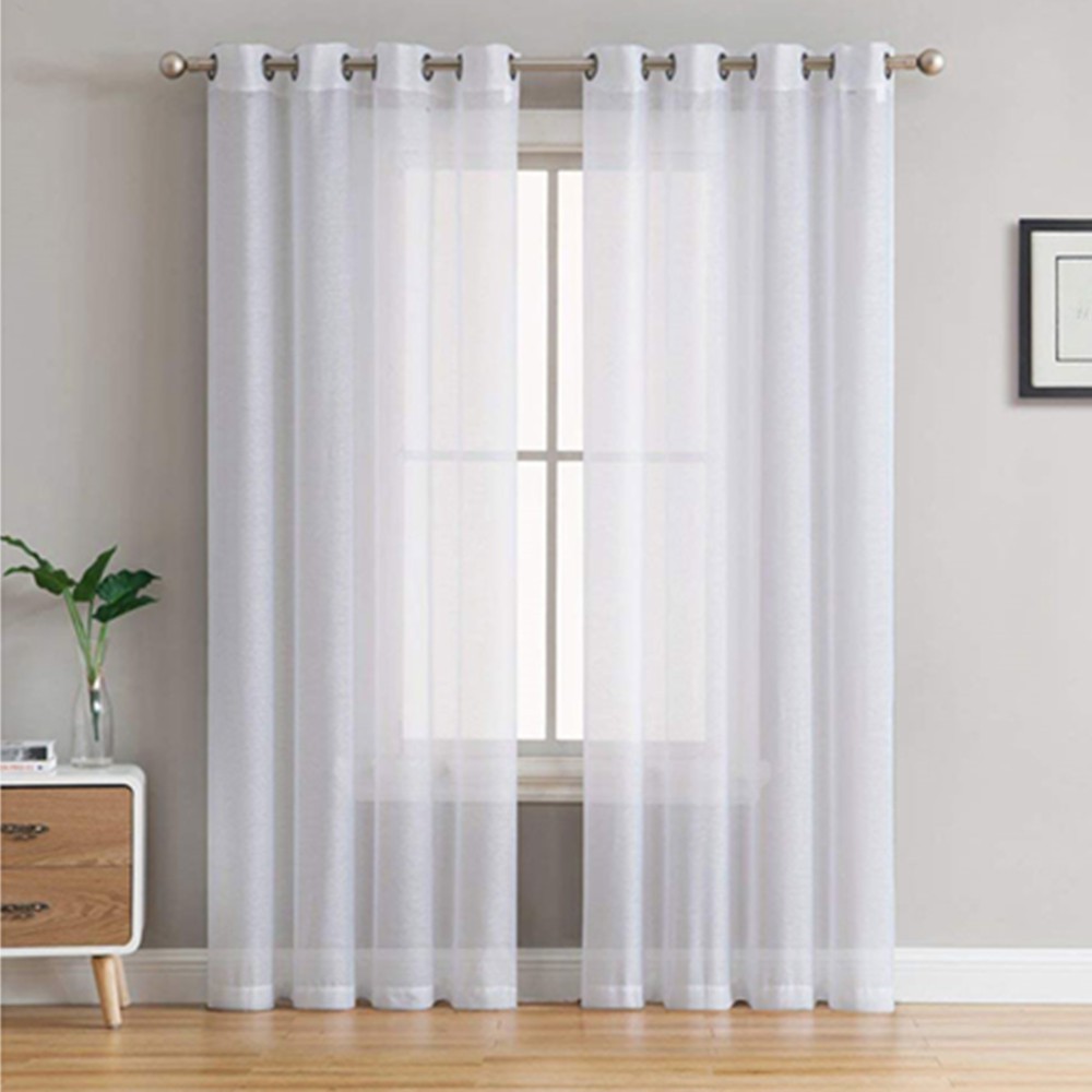 Lace Curtain Solid Color White Sheer Curtain for Living Room Bedroom