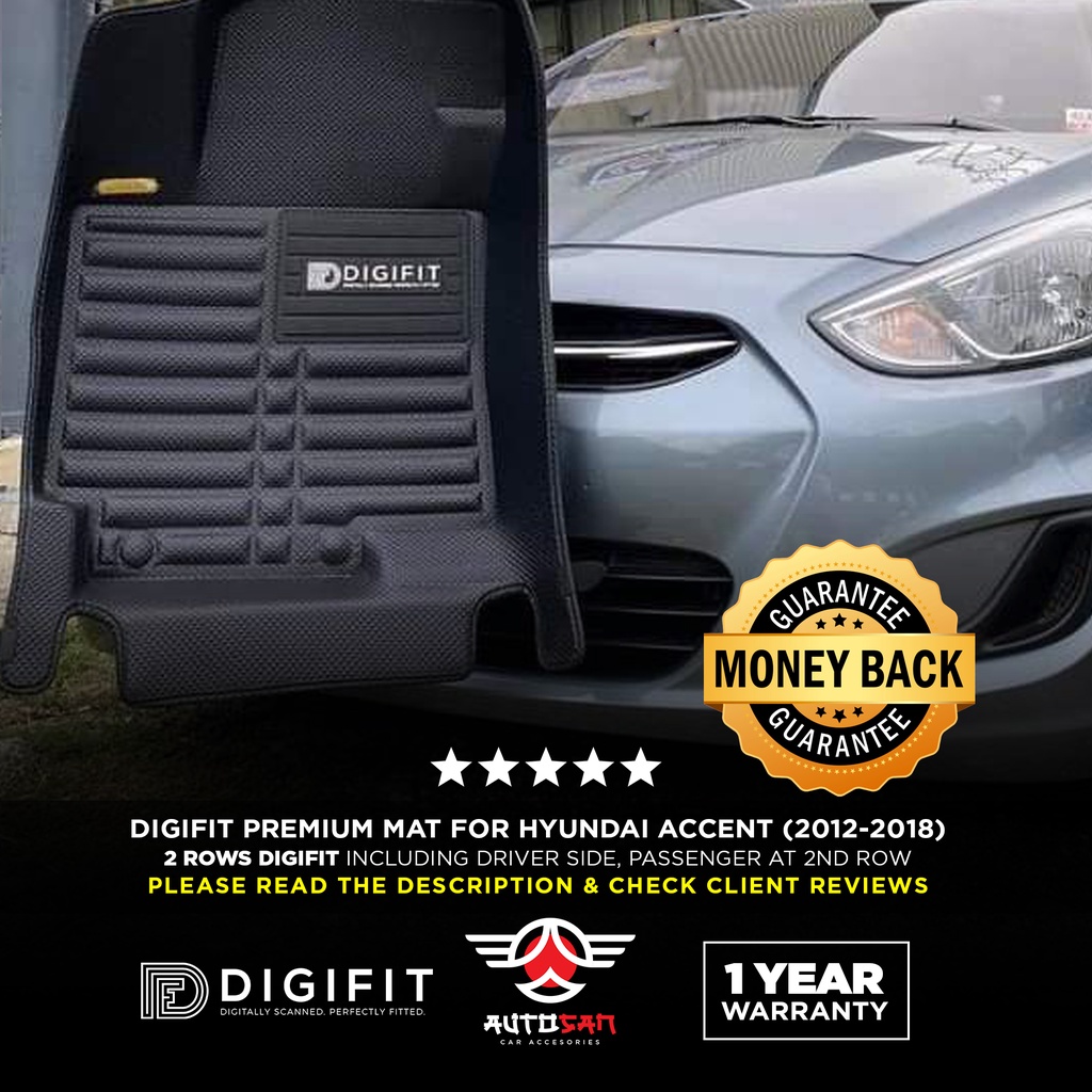 Hyundai ACCENT 20122018 DIGIFIT Premium Mat (2 Rows) (Genuine