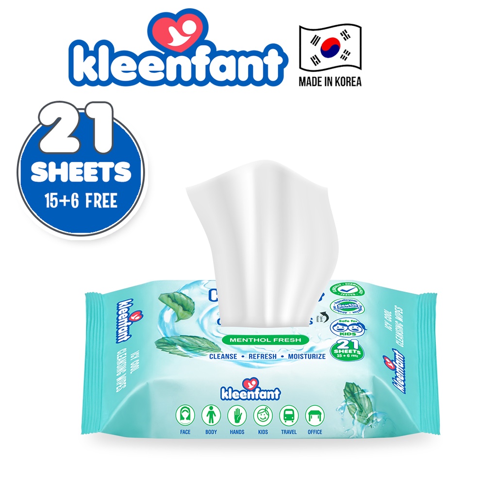Kleenfant Menthol Fresh Icy Cool Cleansing Wet Wipes for face and Body