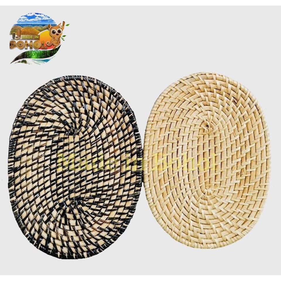 20cm Oval Placemat Rattan Woven Wicker Handicraft Native Kitchenware