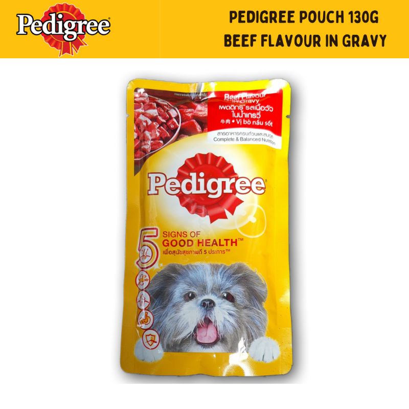 Pedigree Pouch 130gr Beef Flavor in Gravy Adult Dog Food Sachets