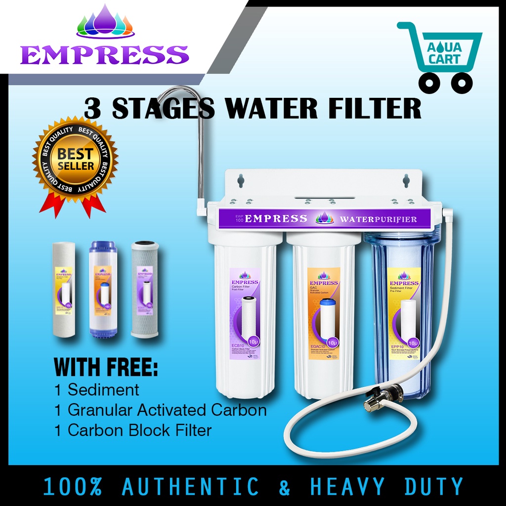 EMPRESS 3 STAGES WATER FILTER PURIFIER SYSTEM WITH FREE 3 FILTERS