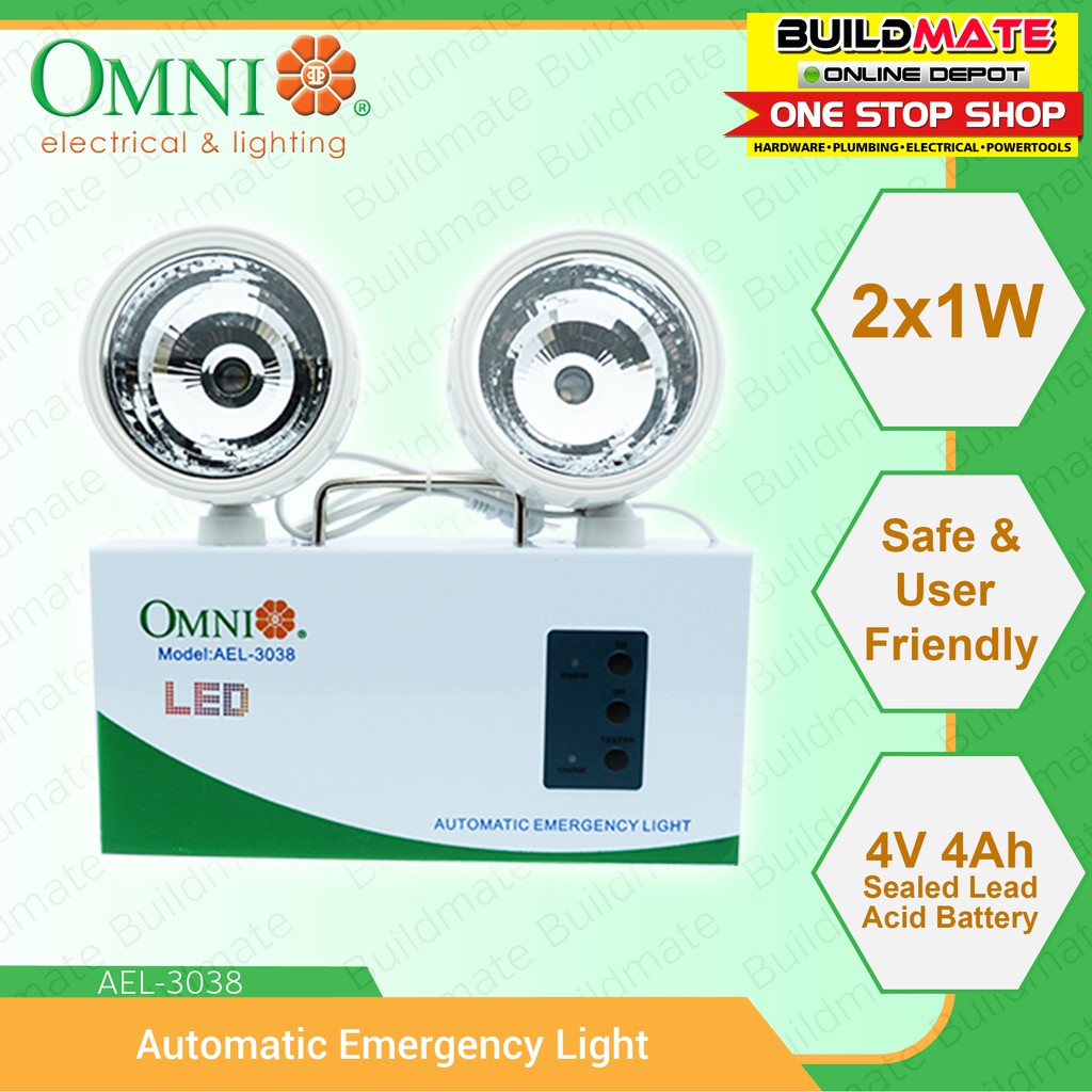 Omni Automatic Emergency Light AEL3038 •BUILDMATE• Shopee Philippines