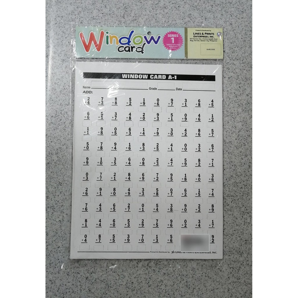 Math Window Card Series 1(Addition Subtraction Multiplication Division