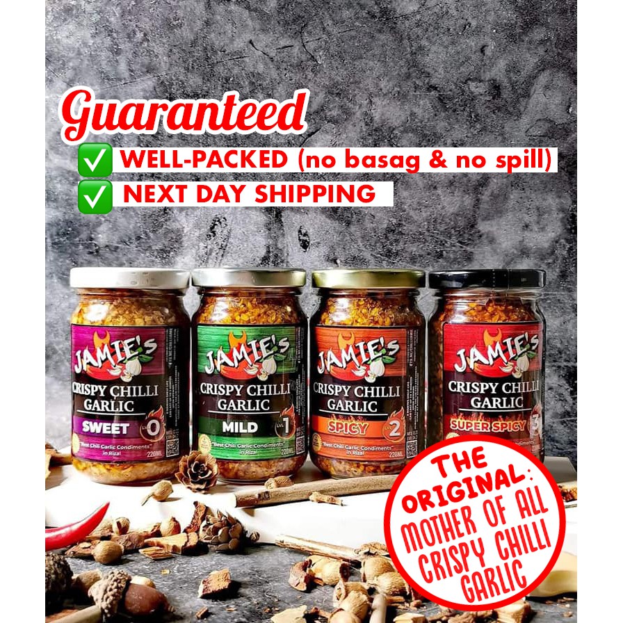 JAMIES Crispy Chilli Garlic 220 mL (FOUR VARIANTS) MORE GARLIC LESS
