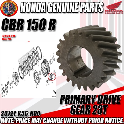 CBR 150 PRIMARY DRIVE GEAR 23T (HPI) (GENUINE 23121K56N00) Shopee