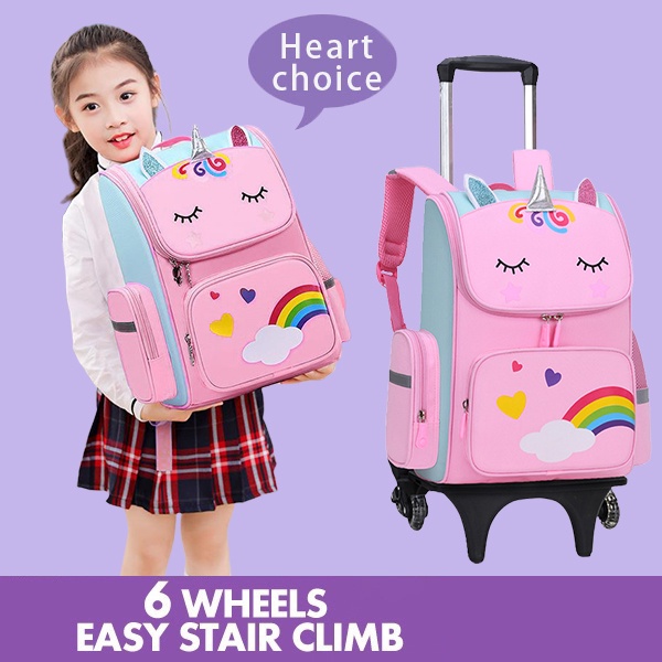 Trolley children's school bag unicorn primary kindergarten girl bag