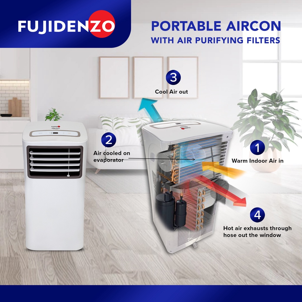 Fujidenzo 1.5 Hp Inverter Grade Portable Aircon with Air Purifying