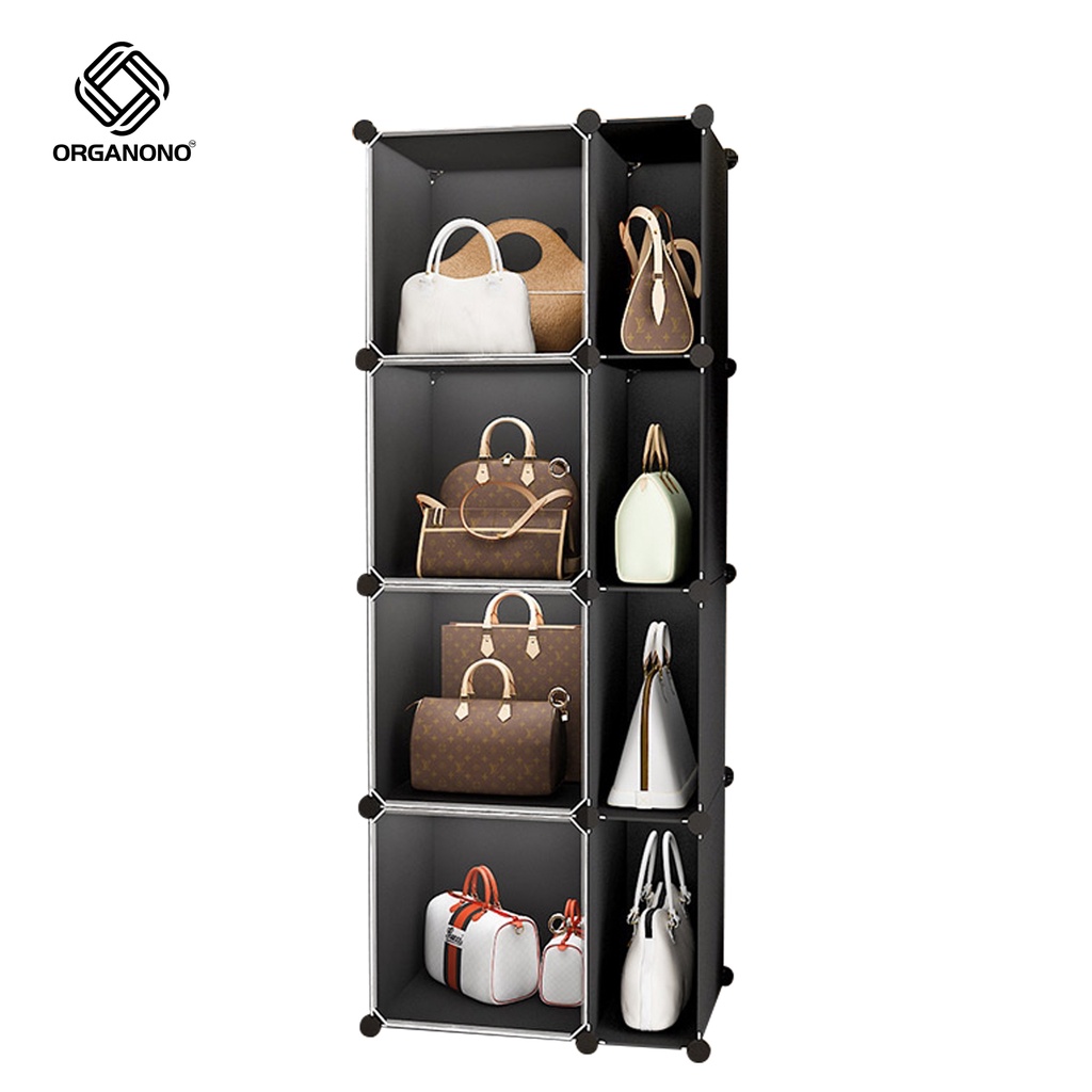 Organono DIY 24 Doors Multipurpose Bag Storage Display Rack Stackable Bag Organizer