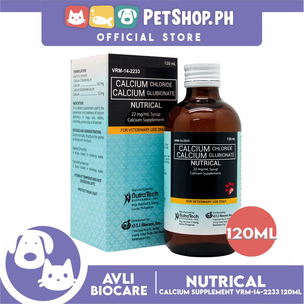 Nutrical Calcium Supplement, Calcium Chloride and Calcium Glubionate 120ml VRM142233 Shopee