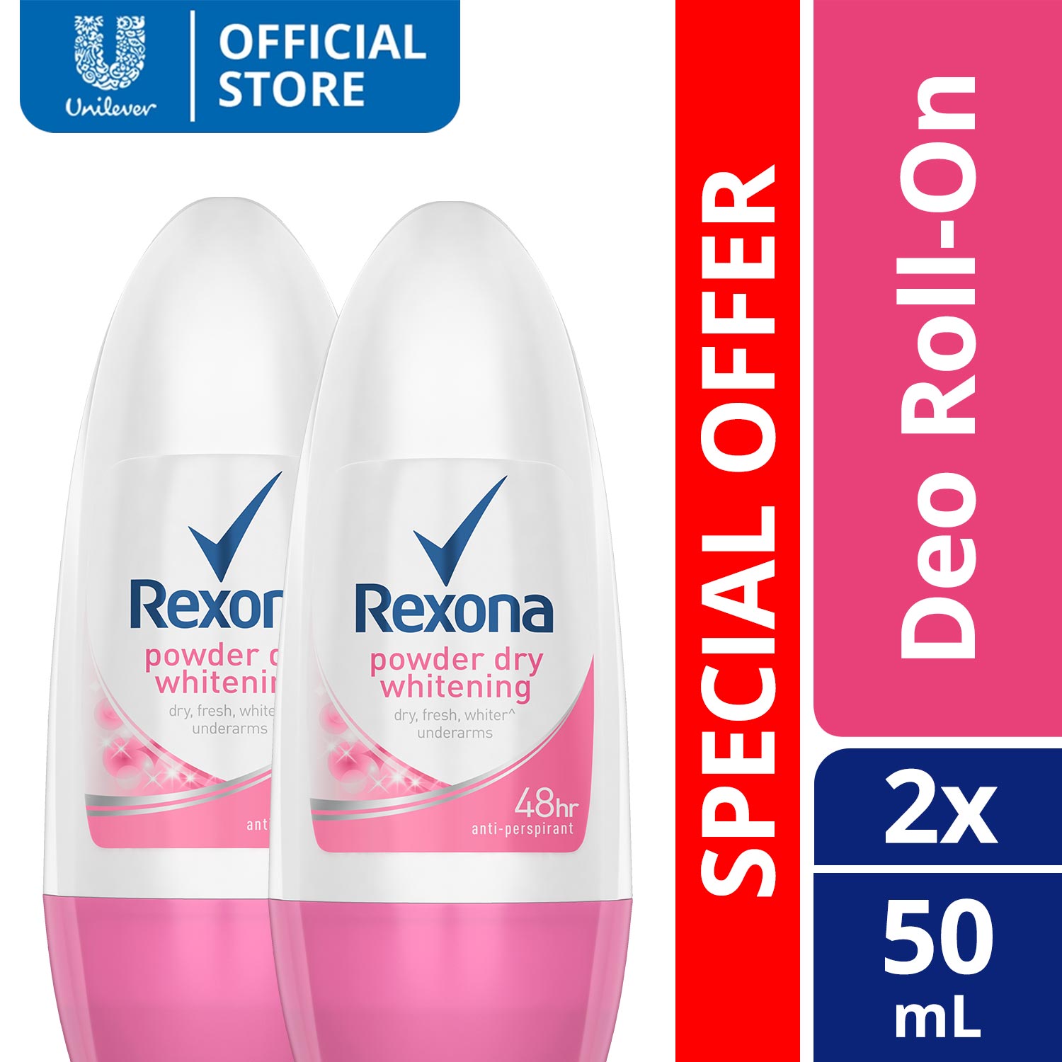 Rexona Women Deodorant RollOn Powder Dry 50ML x2 Shopee Philippines