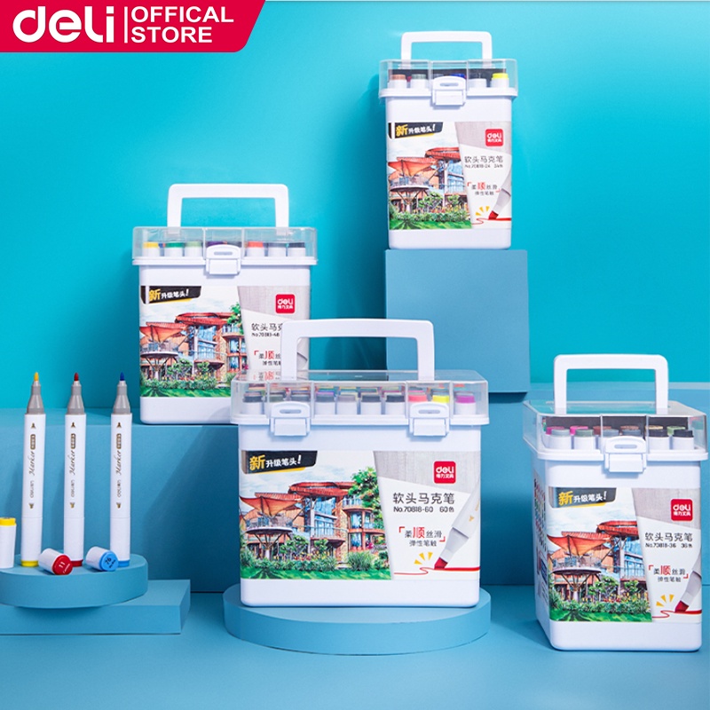 Deli Alcohol Marker Pen 24/36/48/60 Colors Art Markers DoubleEnded