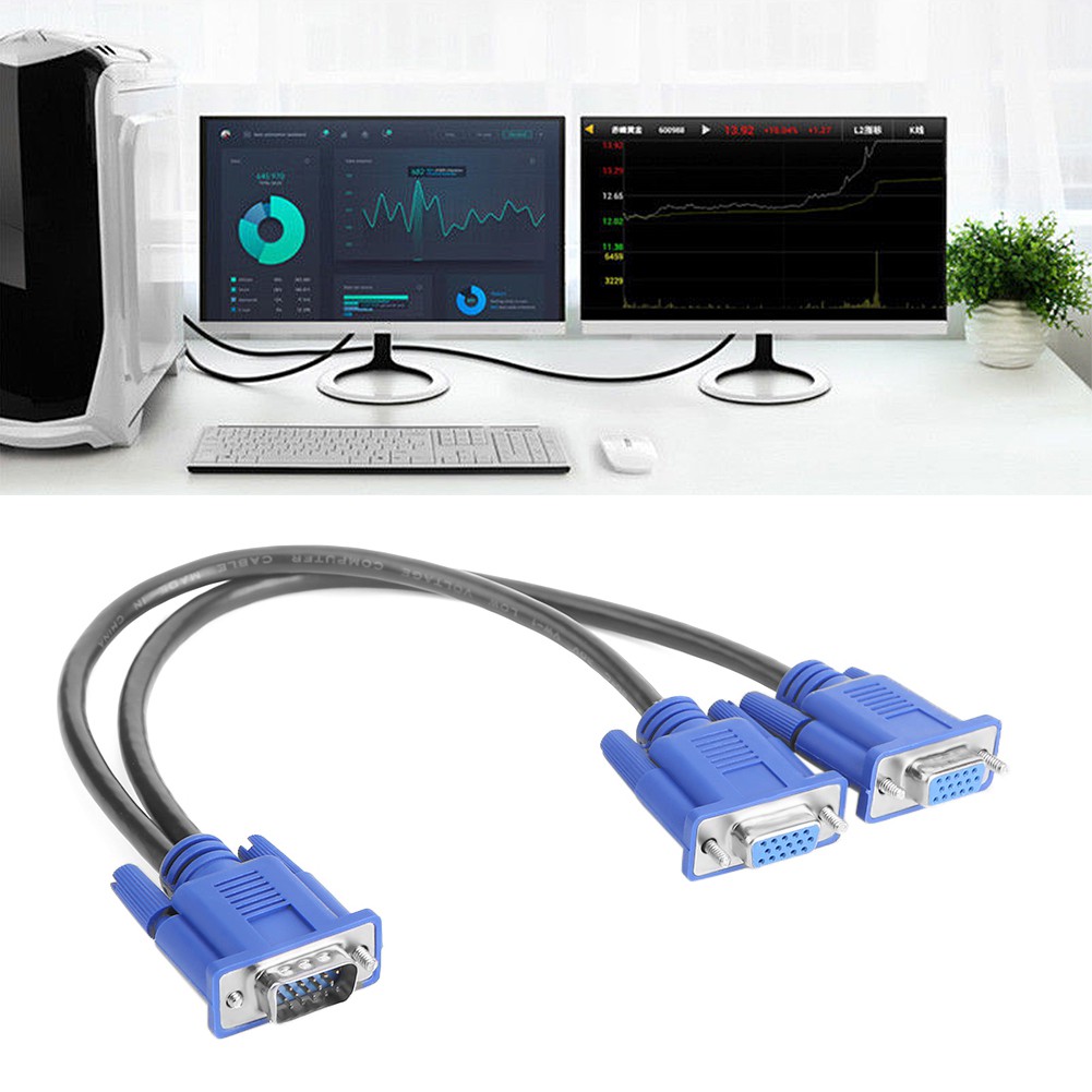 VGA Splitter 1 Computer to Dual 2 Monitor MaleFemale wire Shopee