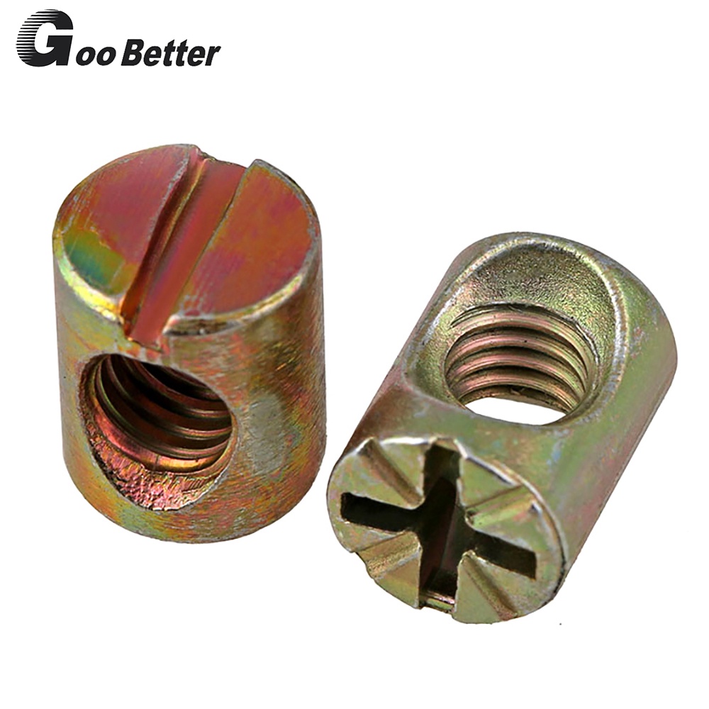 10Pcs Barrel Nut Slotted Cross Dowels Hammer Head Nut Furniture TwoIn