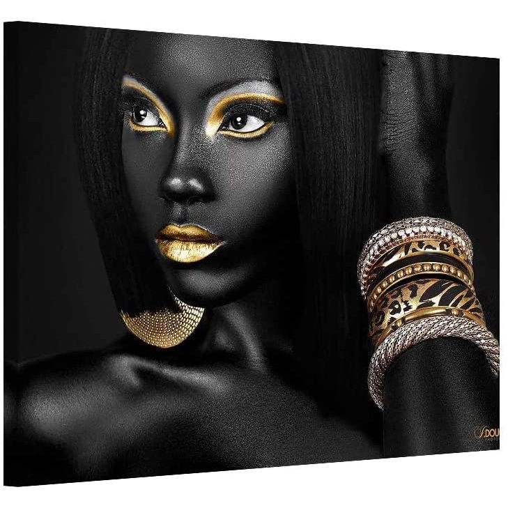 Abstract Golden Crown Wall Art Black African Women American Decorative