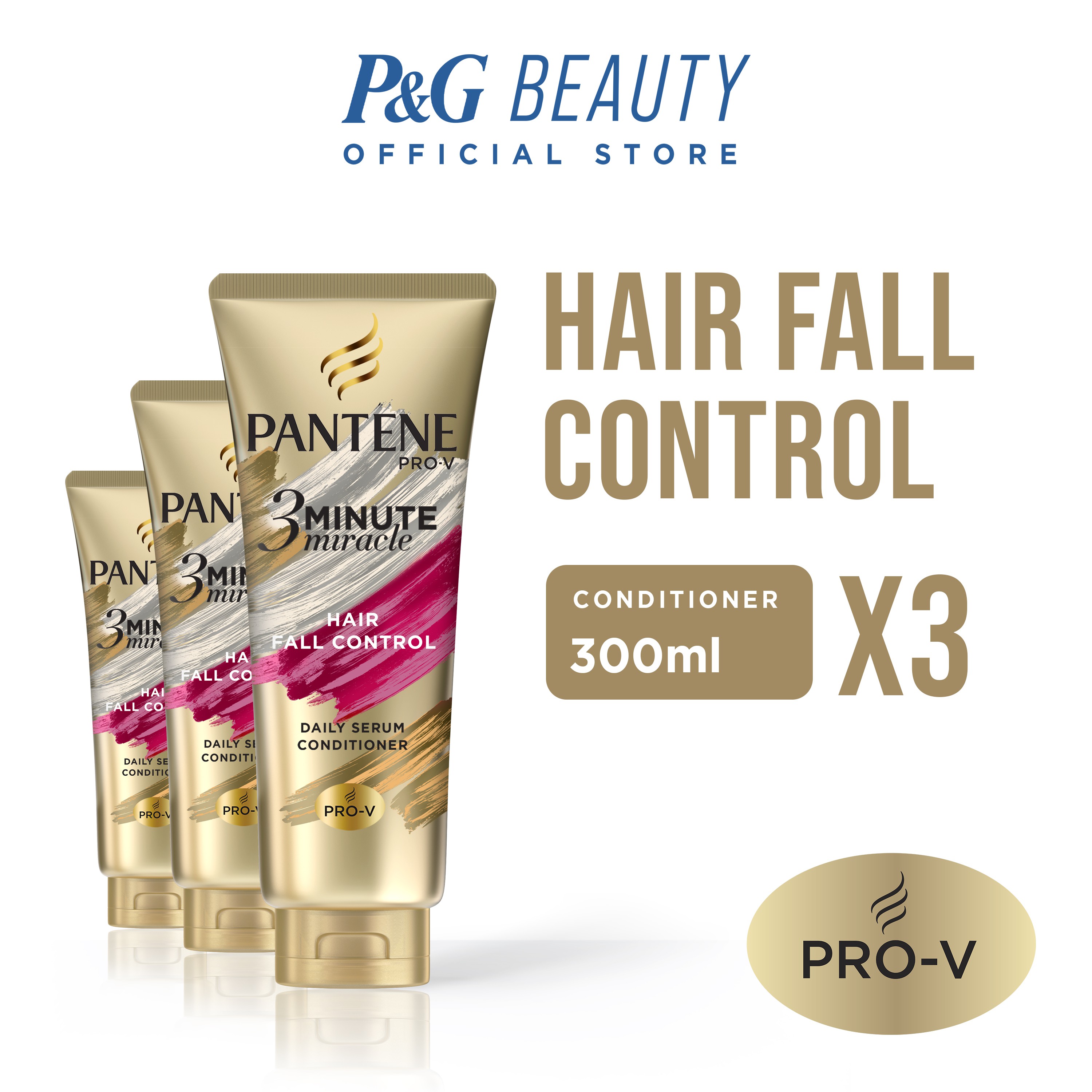 Pantene ProV Hair Fall Control 3 Minute Miracle Conditioner 300mL Trio