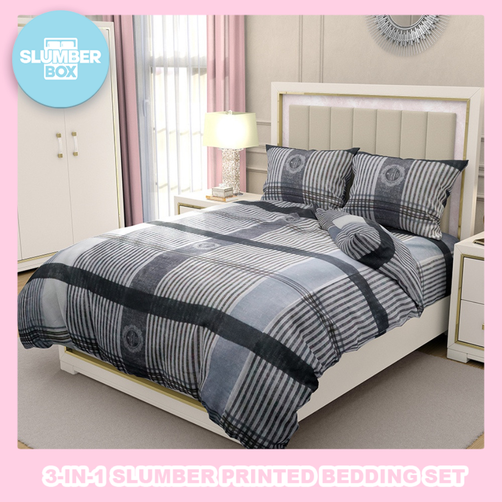 Slumber Box 3in1 Beddings Bed Sheet Home Bedsheet Set (2 Pillowcase + 1