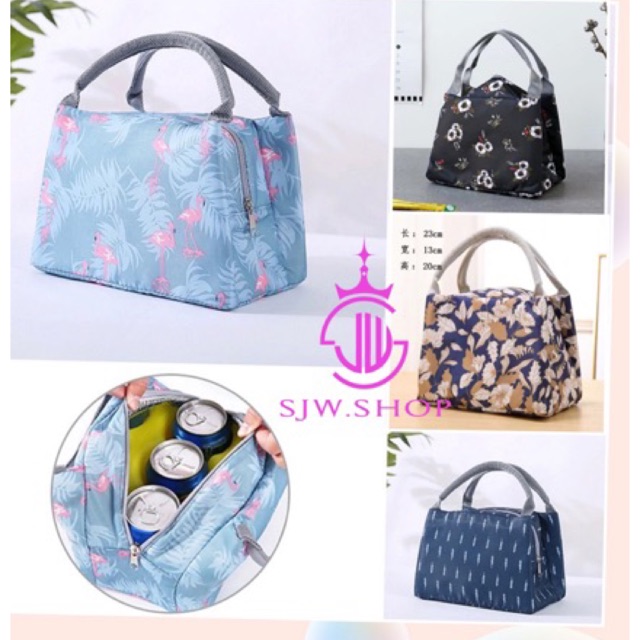 QQ Insulation HOTCOLD Lunch bag Canvas bag Fresh Handbag Shopee