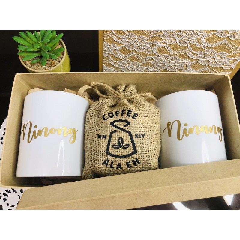 Doble mug and Coffee gift set / Ninong Ninang gift set / sponsor gift