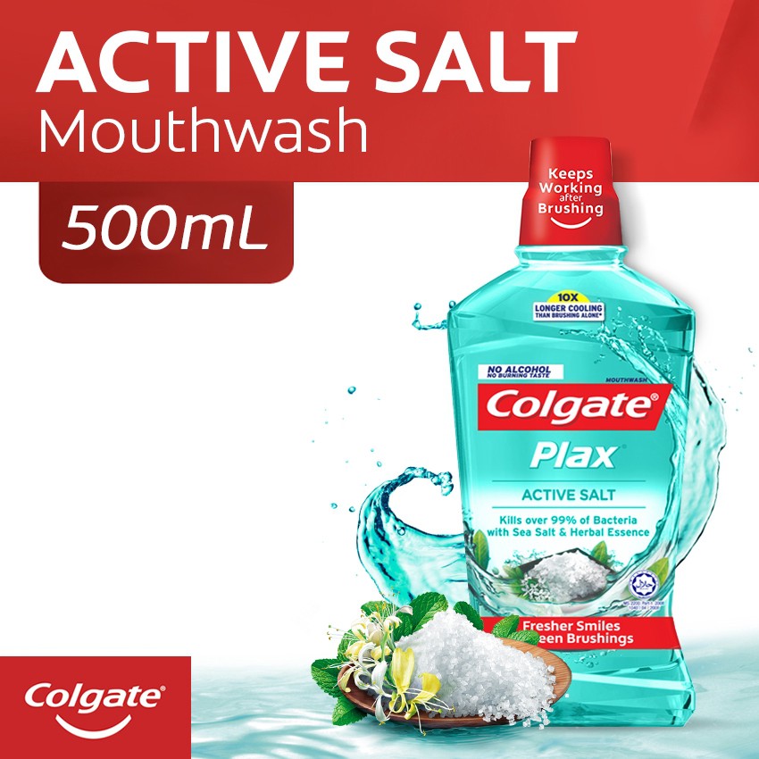 Colgate Plax Antibacterial Mouthwash Active Salt Mild Flavor 500mL Shopee Philippines