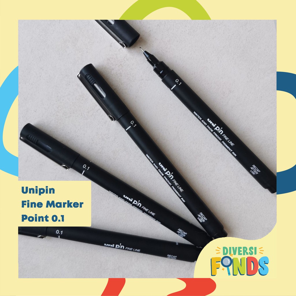 AUTHENTIC! Unipin Uni pin Fine Line Drawing Pen BLACK Water and Fade