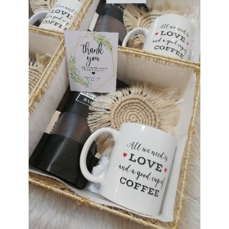 Personalized White Mug, Coaster, Coffee Gift Set (Abaca Box) Shopee