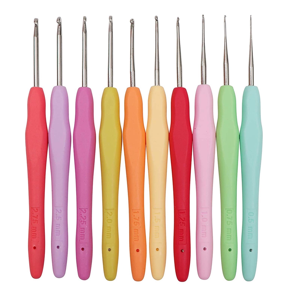 5Pcs Crochet Hook Set Rubber Handle Aluminum Knitting Needles 24mm