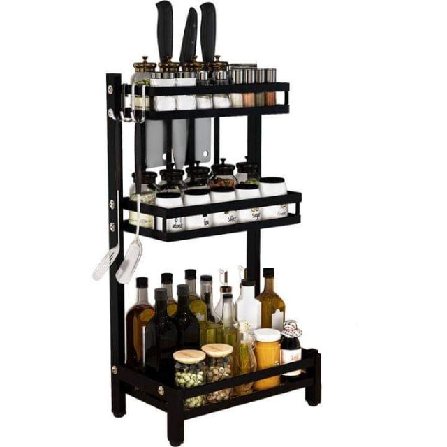 3Layer Stainless Steel Kitchen Spice condiment Rack Utensil chopstick