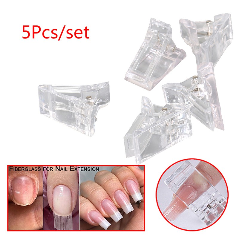 5Pcs Nail Art Tool Plastic Transparent Poly Gel Quick Building Nail