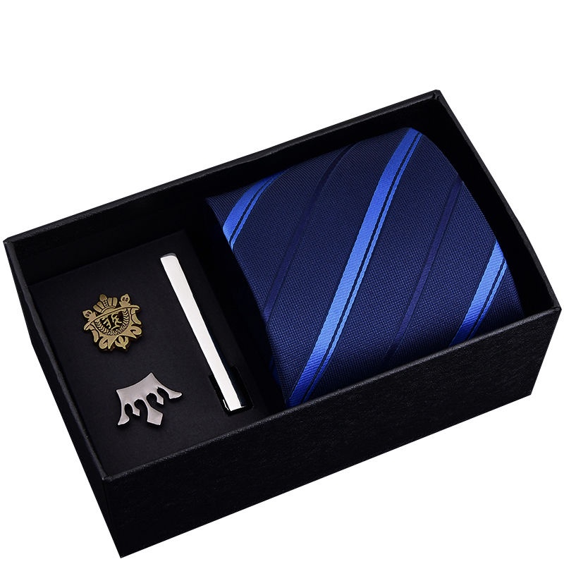 Tie Gift Box Set] Men's Business Formal Wear Brooch Clip SixPiece Set