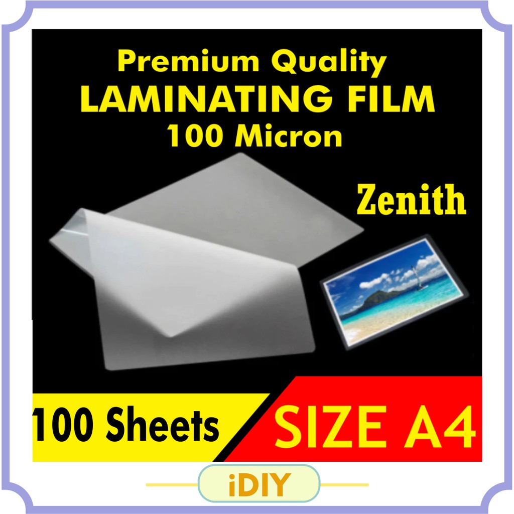 A4 Laminating Film Zenith 100 Sheets / Filem Laminate 100 Micron