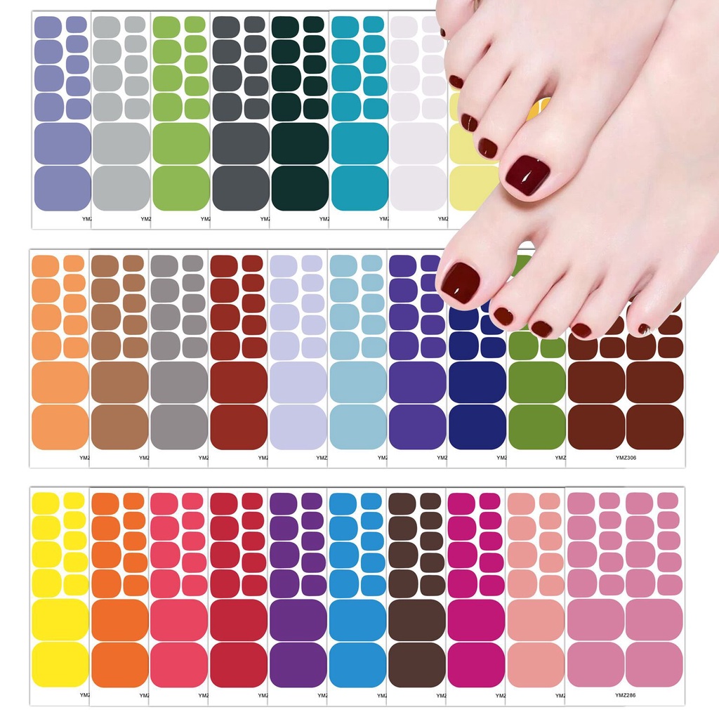 22tips/sheet Solid Color Toenail Stickers Waterproof Fashion Nail