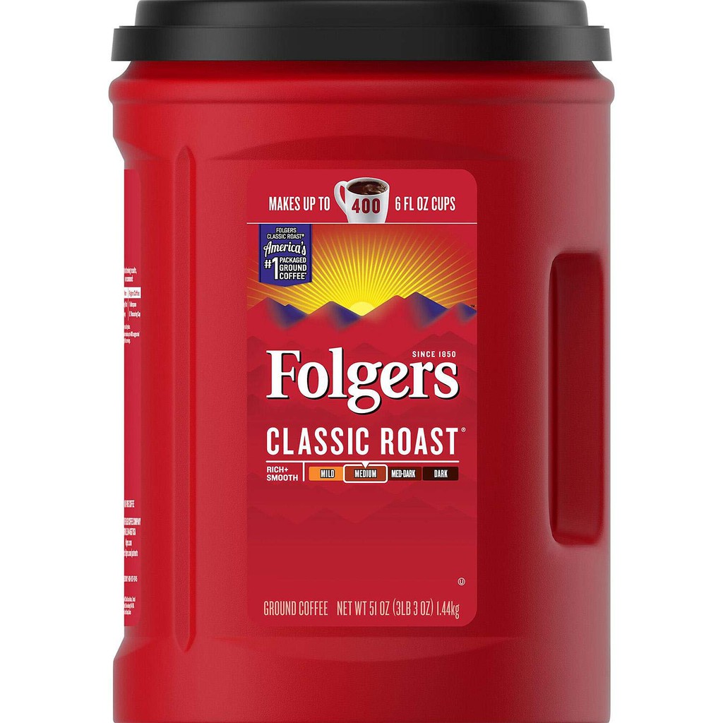 Folgers Classic Medium Roast Ground Coffee 1.44kg, Made from Mountain