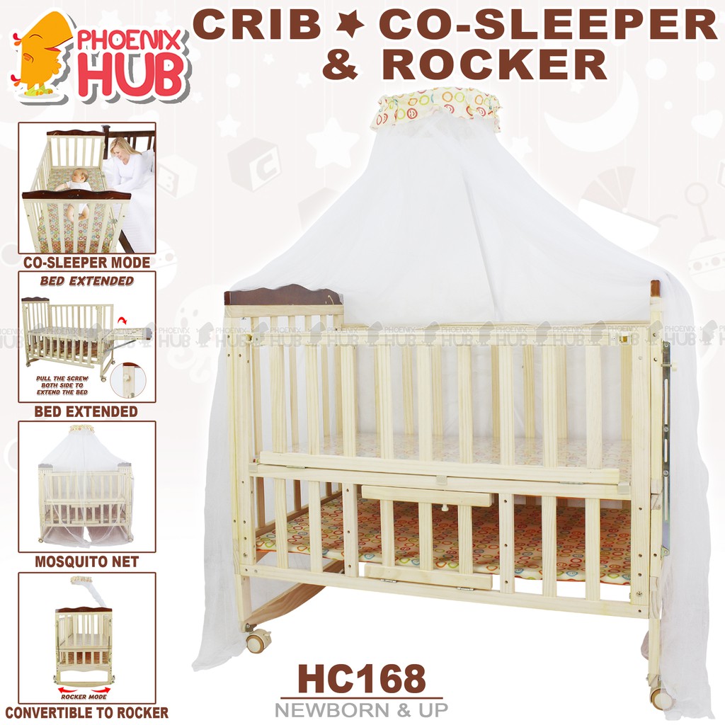 Phoenix Hub HC168 MultiPurpose Compact Wooden Baby Crib 3 in 1