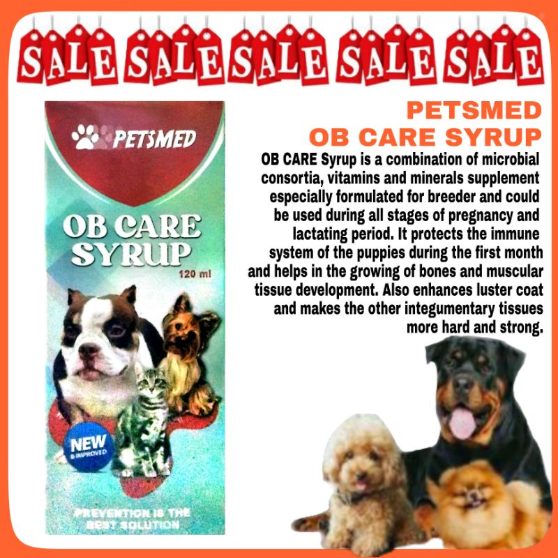 Petsmed OB Care Syrup Vitamins for pregnant & lactating dogs, cat, bird, rabbit and hamster