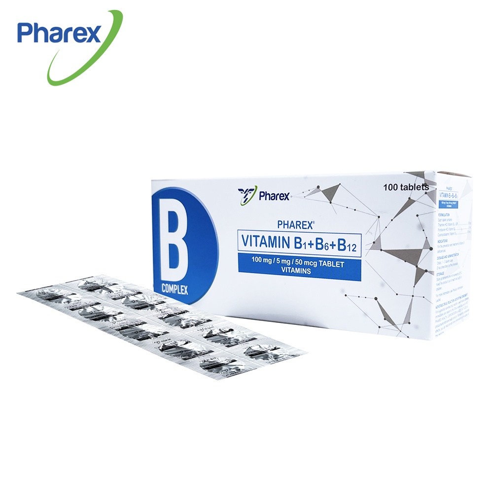 Pharex Vitamin B1+B6+B12 100mg/5mg/50mcg 100 Tablets (Nerve