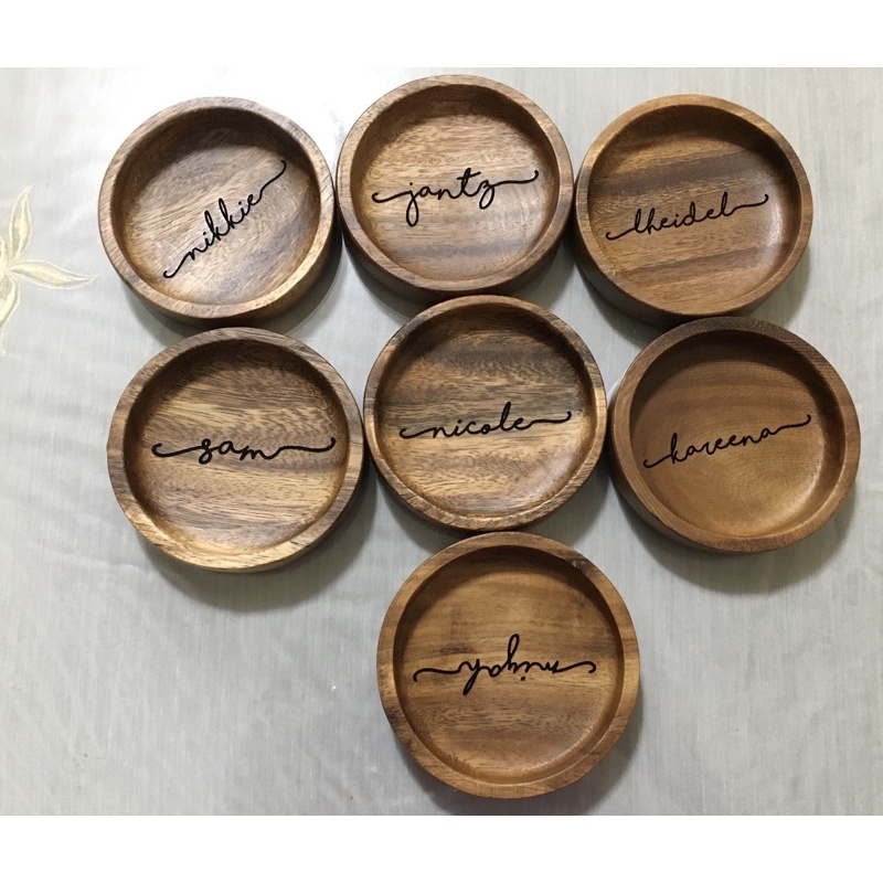 AACM57 PERSONALIZED LASER ENGRAVED ACACIA WOOD COASTERS SIZE 4"DIA X1" Shopee Philippines