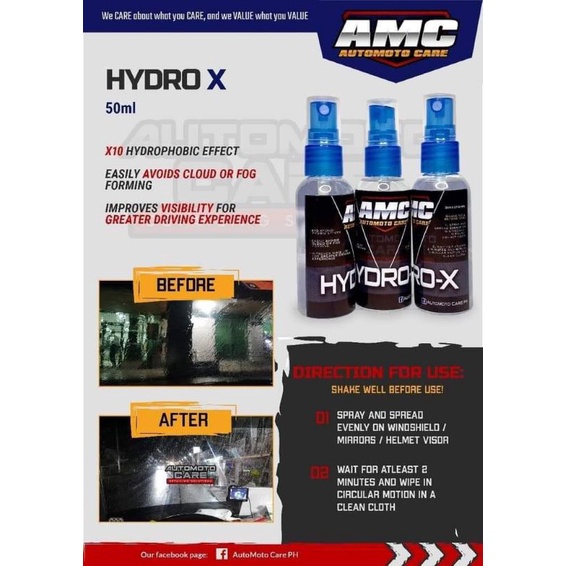 AMC Hydro X (windshield and helmet visor water repellent) Shopee