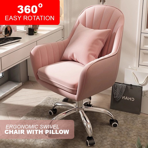 Velvet Chair 70 Modern Stylish Computer Chair Swivel Vanity Chair Pink