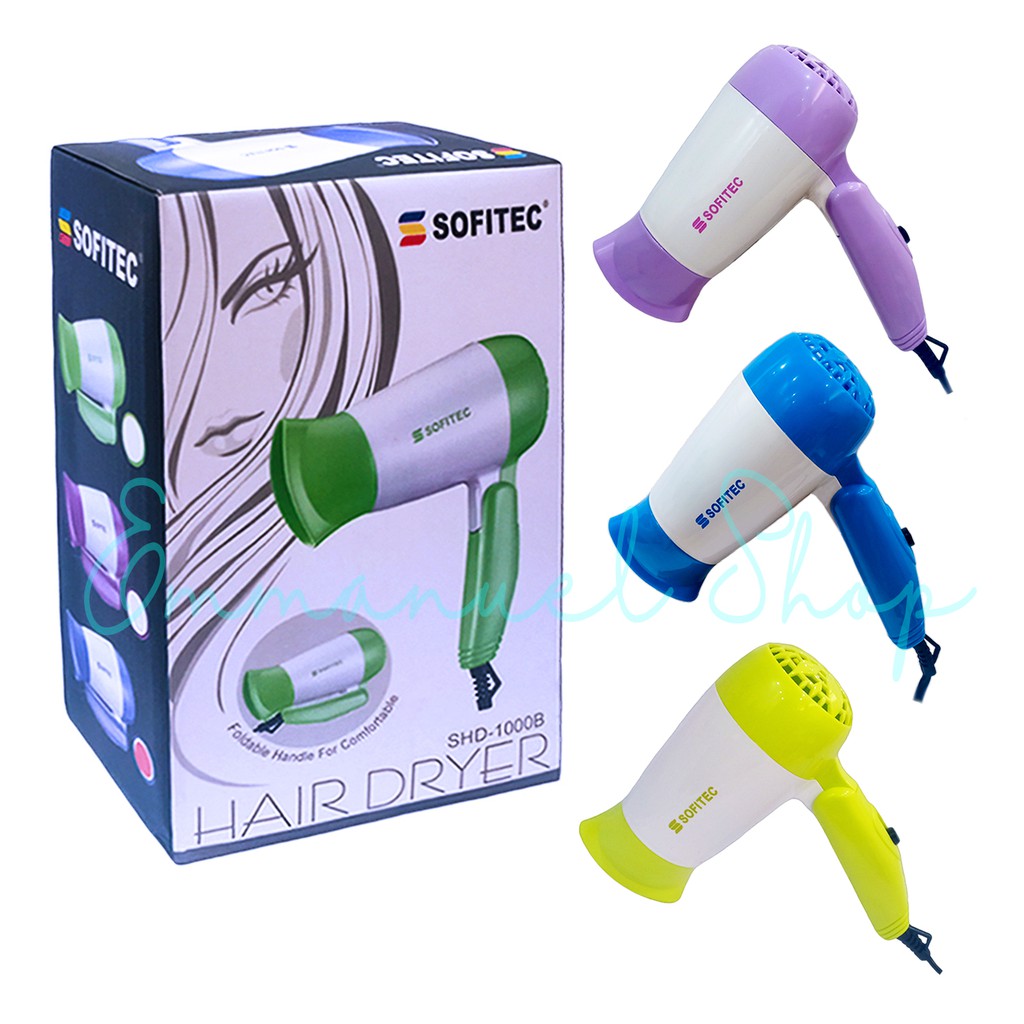 SOFITEC SHD1000B Portable Hair Blower Travel Size Compact Hair Dryer