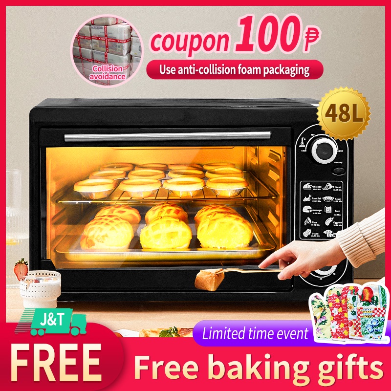 48L Electric oven for baking cake Black Microwave Baking toaster Pizza