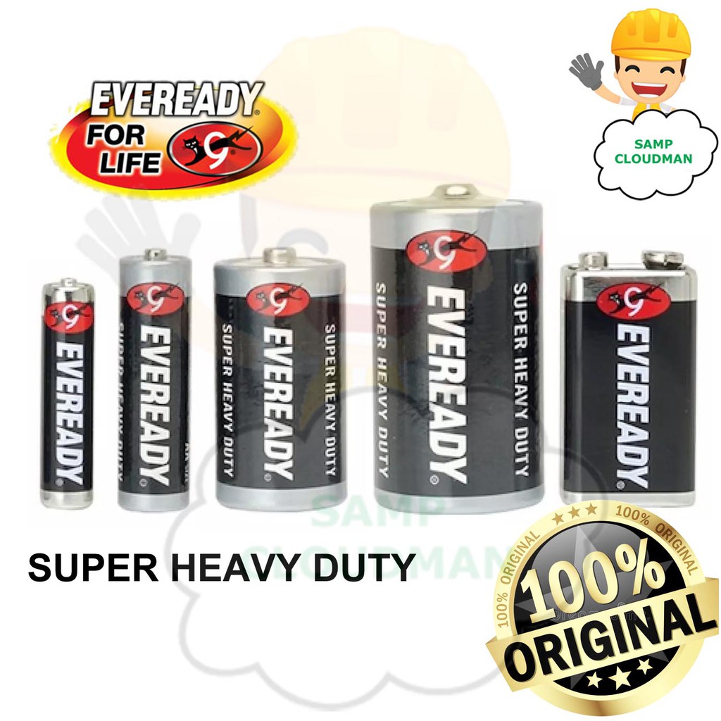Original Eveready Battery Super Heavy Duty Black Shrink Wrapped 2